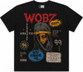 WOBZ Paradise Tee in washed black with bold graphic print featuring veiled figure and scripture
